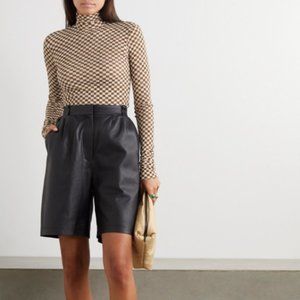 Nanushka Harri Check Stretch Brown Mesh Turtleneck